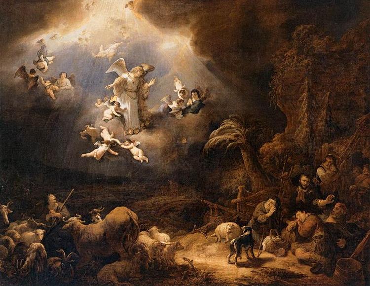Govaert Flinck Angels Announcing the Birth of Christ to the Shepherds Sweden oil painting art